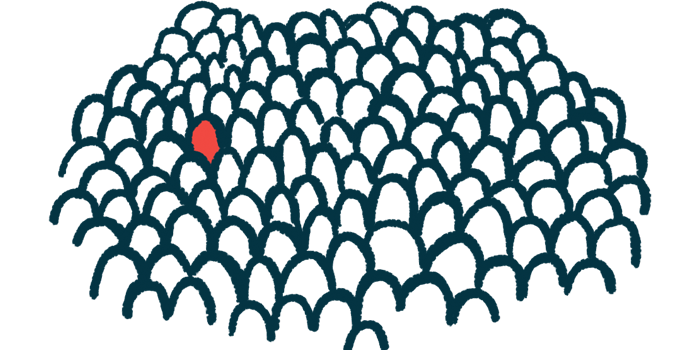 Illustration of a lone person highlighted in red among a crowd.