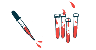 An illustration showing a pipette and vials, all partly filled with liquids for study in a lab.