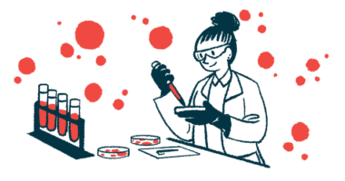 A researcher is illustrated working with samples in a lab.