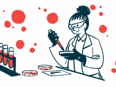 A researcher is illustrated working with samples in a lab.