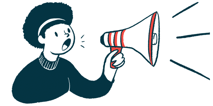 An illustration of a woman with megaphone.