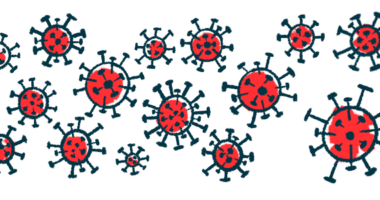 A cluster of bacteria cells are shown in this virus illustration.