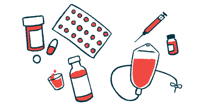 An illustration shows different types of medications, from pills and capsules to an injection needle to a bag for intravenous therapy.