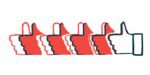 Multiple hands in a row are shown giving the thumbs-up sign.