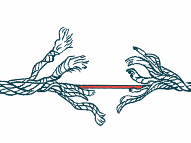 A fraying rope is shown as an illustration of risk.