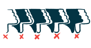 Multiple hands in a row are seen giving the thumbs-down sign.