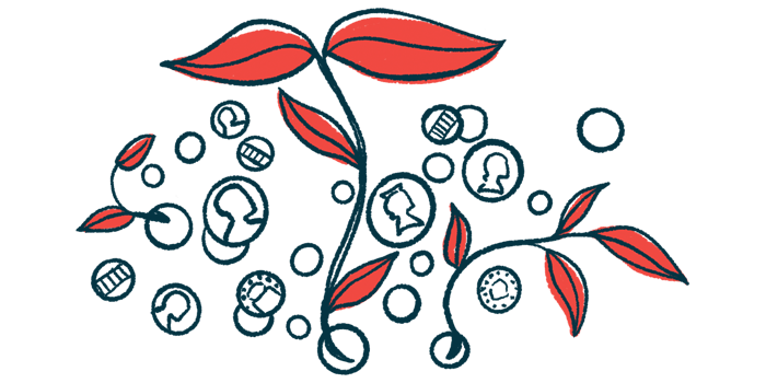 Plants grow from a collection of various coins.