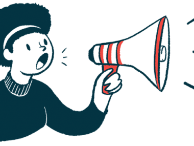 A person speaks using a megaphone.