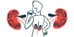 An outline of a person drinking from a glass is shown with the kidneys highlighted.