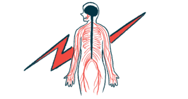 The brain, spinal cord, and peripheral nerves are highlighted on a silhouette of person, with a lightning blot in the background.