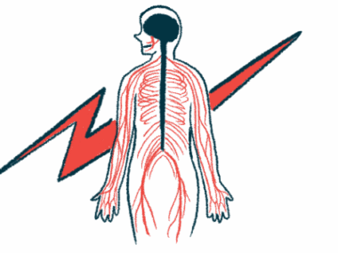 The brain, spinal cord, and peripheral nerves are highlighted on a silhouette of person, with a lightning blot in the background.