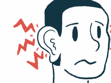 Pain lines emanate from a man's ears, suggesting hearing loss or damage.